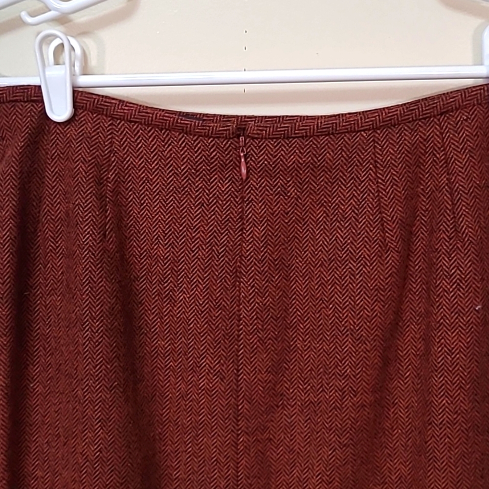 Vintage Le Suit Petite Rust Tweed Skirt Suit Blazer Jacket Size 8P - Picture 11 of 13
